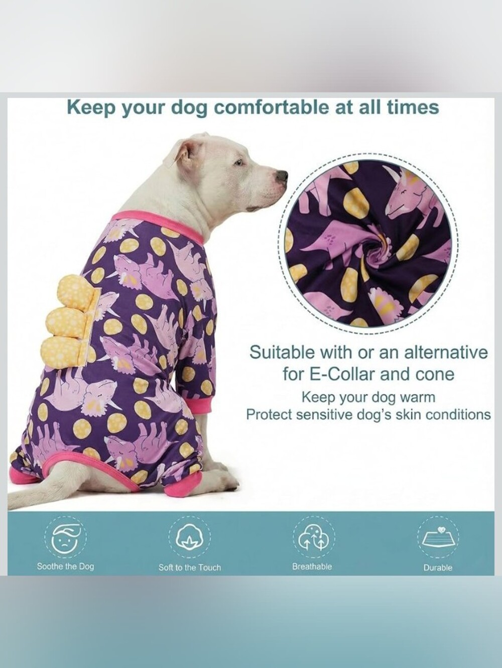 LovinPet Large Dog 🐶 Pajamas, Four-Leg Stretch Onesie Bodysuit,Size L - Picture 7 of 8